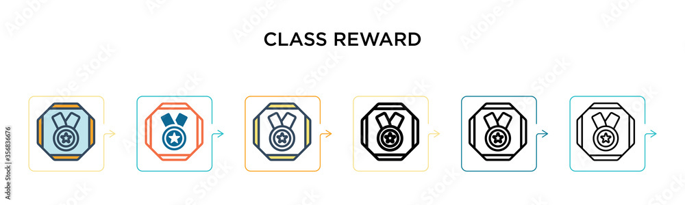 Poster class reward vector icon in 6 different modern styles. black, two colored class reward icons designe