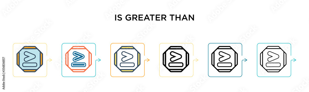 Poster is greater than vector icon in 6 different modern styles. black, two colored is greater than icons d