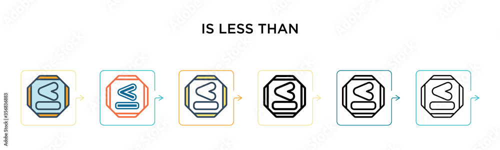 Poster is less than vector icon in 6 different modern styles. black, two colored is less than icons designe