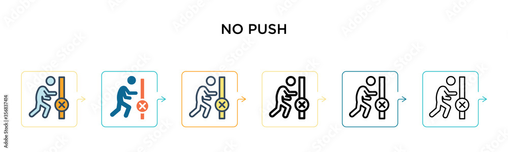 Aufkleber no push vector icon in 6 different modern styles. black, two colored no push icons designed in fille