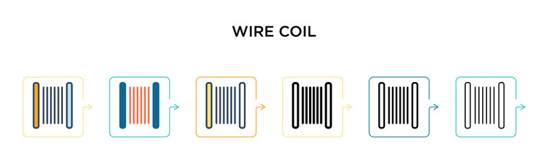 Wire coil vector icon in 6 different modern styles. Black, two colored wire coil icons designed in filled, outline, line and stroke style. Vector illustration can be used for web, mobile, ui