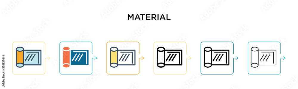 Poster material vector icon in 6 different modern styles. black, two colored material icons designed in fil