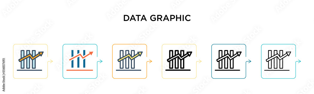 Poster data graphic vector icon in 6 different modern styles. black, two colored data graphic icons designe