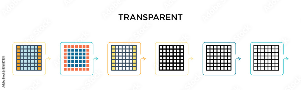 Poster transparent vector icon in 6 different modern styles. black, two colored transparent icons designed 