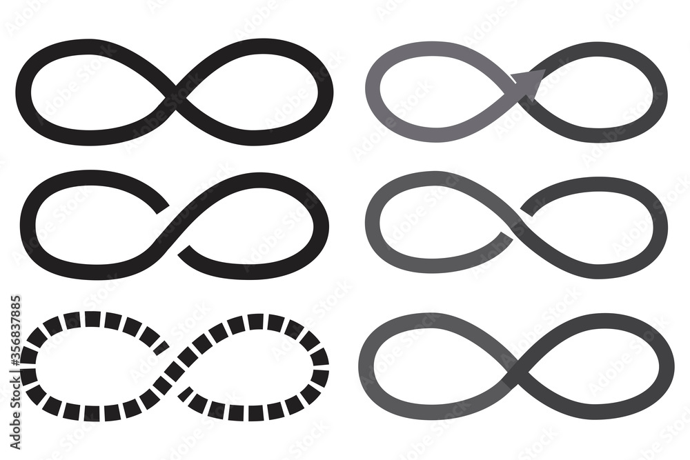 Poster vector loop icon. symbol of infinity. logo made of abstract curve lines. graphic image of eternity. 