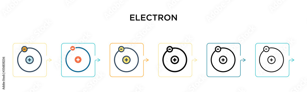 Poster electron vector icon in 6 different modern styles. black, two colored electron icons designed in fil