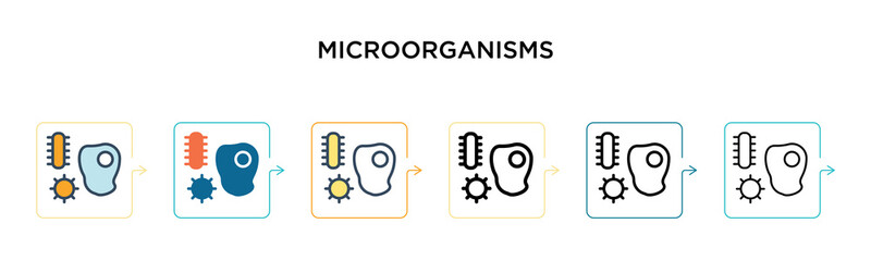 Microorganisms vector icon in 6 different modern styles. Black, two colored microorganisms icons designed in filled, outline, line and stroke style. Vector illustration can be used for web, mobile, ui