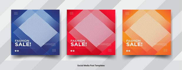 Set of fashion sale social media promotional post templates 
