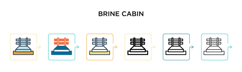 Brine cabin vector icon in 6 different modern styles. Black, two colored brine cabin icons designed in filled, outline, line and stroke style. Vector illustration can be used for web, mobile, ui