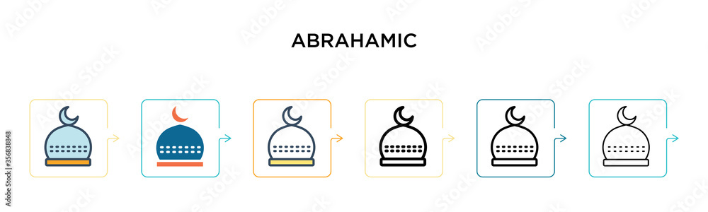Aufkleber abrahamic vector icon in 6 different modern styles. black, two colored abrahamic icons designed in f