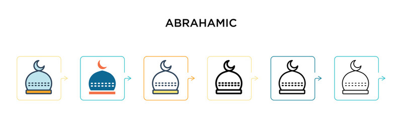 Abrahamic vector icon in 6 different modern styles. Black, two colored abrahamic icons designed in filled, outline, line and stroke style. Vector illustration can be used for web, mobile, ui
