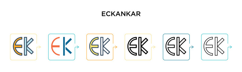 Eckankar vector icon in 6 different modern styles. Black, two colored eckankar icons designed in filled, outline, line and stroke style. Vector illustration can be used for web, mobile, ui