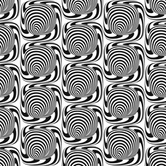 Black and white striped background. Seamless pattern with optical illusion. Simple graphic design. 3d vector illustration.