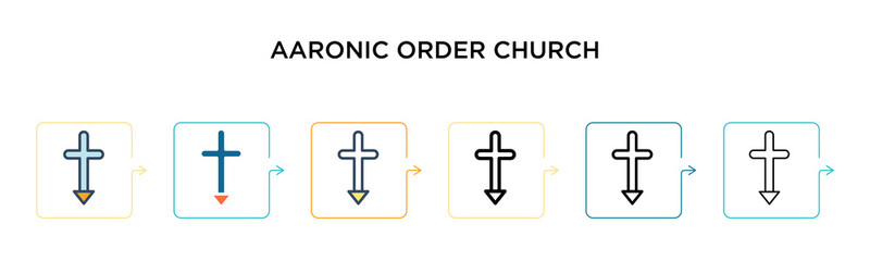 Aaronic order church vector icon in 6 different modern styles. Black, two colored aaronic order church icons designed in filled, outline, line and stroke style. Vector illustration can be used for