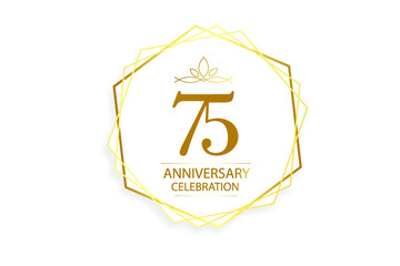 75 year anniversary, minimalist logo. Gold  vector illustration on white background - vector