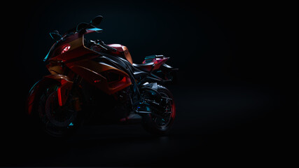 motorcycle in studio. 3d rendering and illustration. © phaisarnwong2517