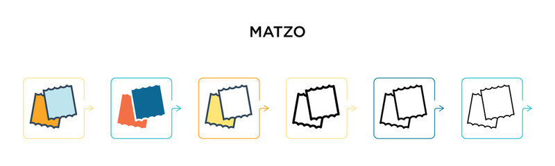 Matzo vector icon in 6 different modern styles. Black, two colored matzo icons designed in filled, outline, line and stroke style. Vector illustration can be used for web, mobile, ui