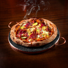 Pizza rústica de calabresa com abobrinha