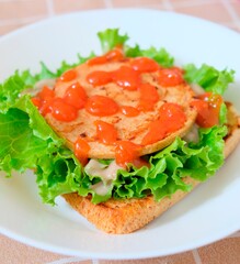 Homemade sandwich in the table.