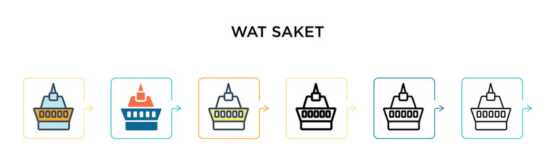 Wat saket vector icon in 6 different modern styles. Black, two colored wat saket icons designed in filled, outline, line and stroke style. Vector illustration can be used for web, mobile, ui