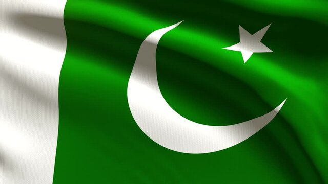 Festive 60FPS Pakistan flag colored in green, white waving on the wind 4k UHD 3d seamless loop animation