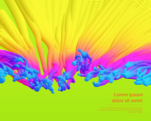 Array with dynamic emitted particles.  Abstract background. 3d vector illustration.