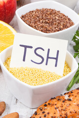Ingredients, fruits and vegetables containing vitamins for healthy thyroid