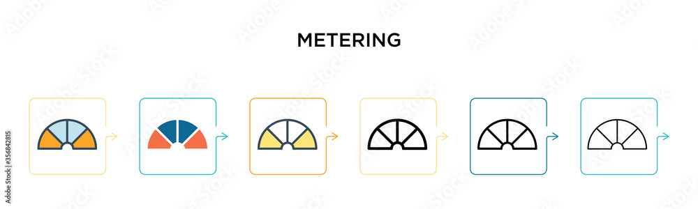 Poster metering vector icon in 6 different modern styles. black, two colored metering icons designed in fil
