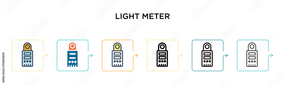 Aufkleber light meter vector icon in 6 different modern styles. black, two colored light meter icons designed 