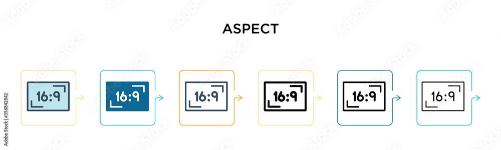 Poster aspect vector icon in 6 different modern styles. black, two colored aspect icons designed in filled,