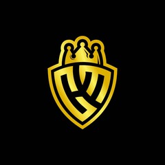 CM monogram logo with shield and crown style design template
