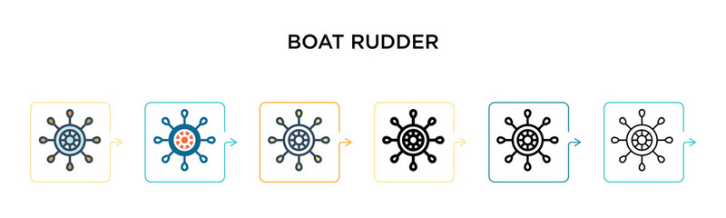 Boat rudder vector icon in 6 different modern styles. Black, two colored boat rudder icons designed in filled, outline, line and stroke style. Vector illustration can be used for web, mobile, ui © Premium Art