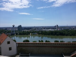 Fototapeta premium bridge over the Danube river in the city Bratislava Slovakia