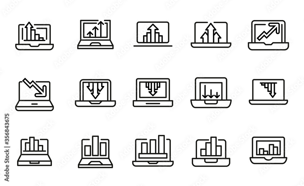 Poster simple collection of analysis related line icons.