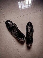 black leather shoes