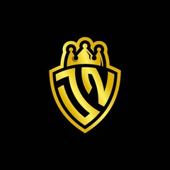 JN monogram logo with shield and crown style design template