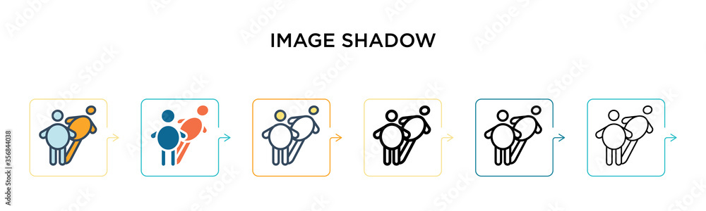 Poster image shadow vector icon in 6 different modern styles. black, two colored image shadow icons designe
