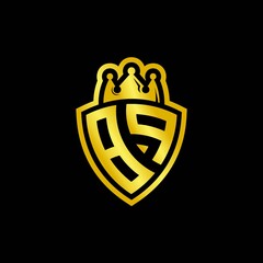 BP monogram logo with shield and crown style design template