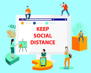 Social concept of distance people keep their distance from each other. Coronavirus COVID-19