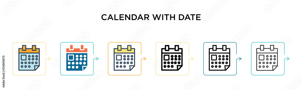 Aufkleber calendar with date vector icon in 6 different modern styles. black, two colored calendar with date i