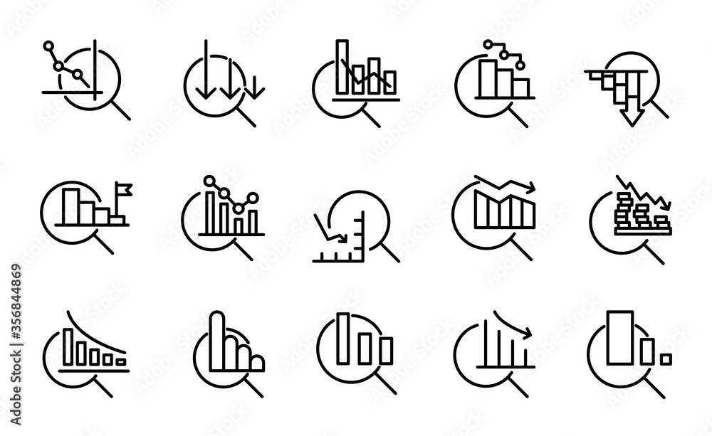Poster simple collection of reduction related line icons.