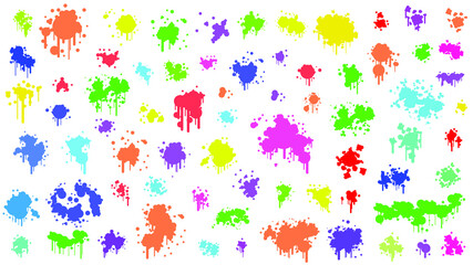 Fototapeta na wymiar Color Spray Different Set Paint Blot Element Vector Object Brush