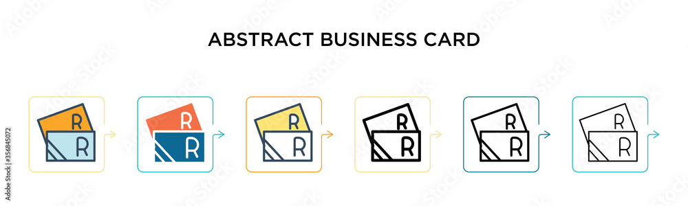 Poster red abstract business card vector icon in 6 different modern styles. black, two colored red abstract
