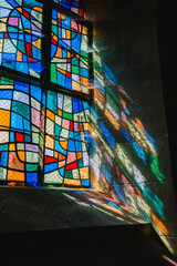 A colorful and beautiful stained glass window of a church