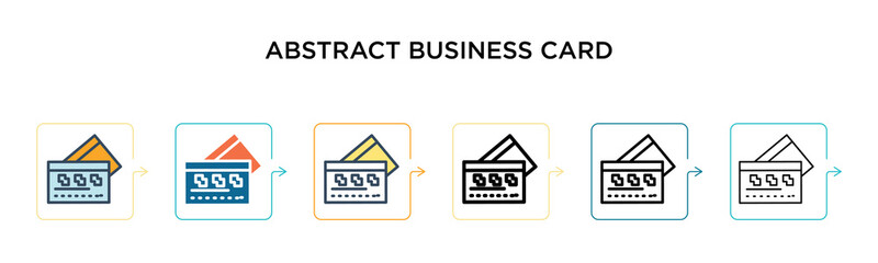 Abstract business card vector icon in 6 different modern styles. Black, two colored abstract business card icons designed in filled, outline, line and stroke style. Vector illustration can be used for