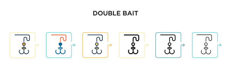 Double bait vector icon in 6 different modern styles. Black, two colored double bait icons designed in filled, outline, line and stroke style. Vector illustration can be used for web, mobile, ui
