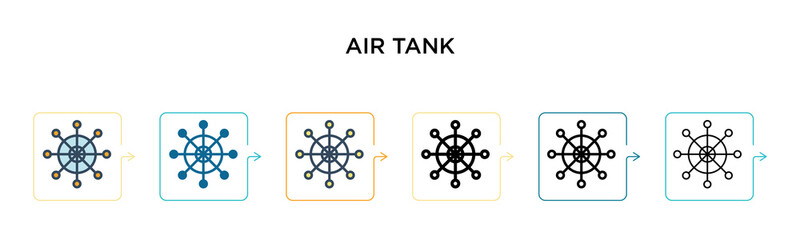 Air tank vector icon in 6 different modern styles. Black, two colored air tank icons designed in filled, outline, line and stroke style. Vector illustration can be used for web, mobile, ui