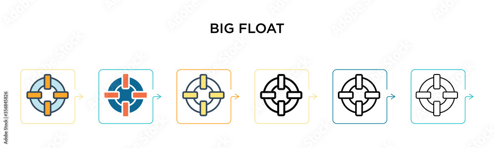 Poster big float vector icon in 6 different modern styles. black, two colored big float icons designed in f