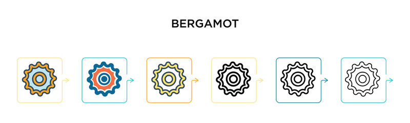 Bergamot vector icon in 6 different modern styles. Black, two colored bergamot icons designed in filled, outline, line and stroke style. Vector illustration can be used for web, mobile, ui