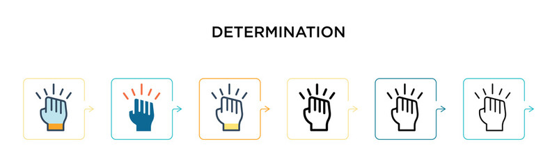 Determination vector icon in 6 different modern styles. Black, two colored determination icons designed in filled, outline, line and stroke style. Vector illustration can be used for web, mobile, ui